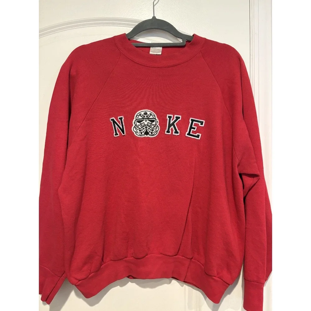 Vintage Nike Star Wars Sweater Red Size Large Pullover Storm Trooper Made in USA